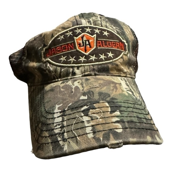 Accessories - Jason Aldean Camo Trucker Snapback Distressed Cap